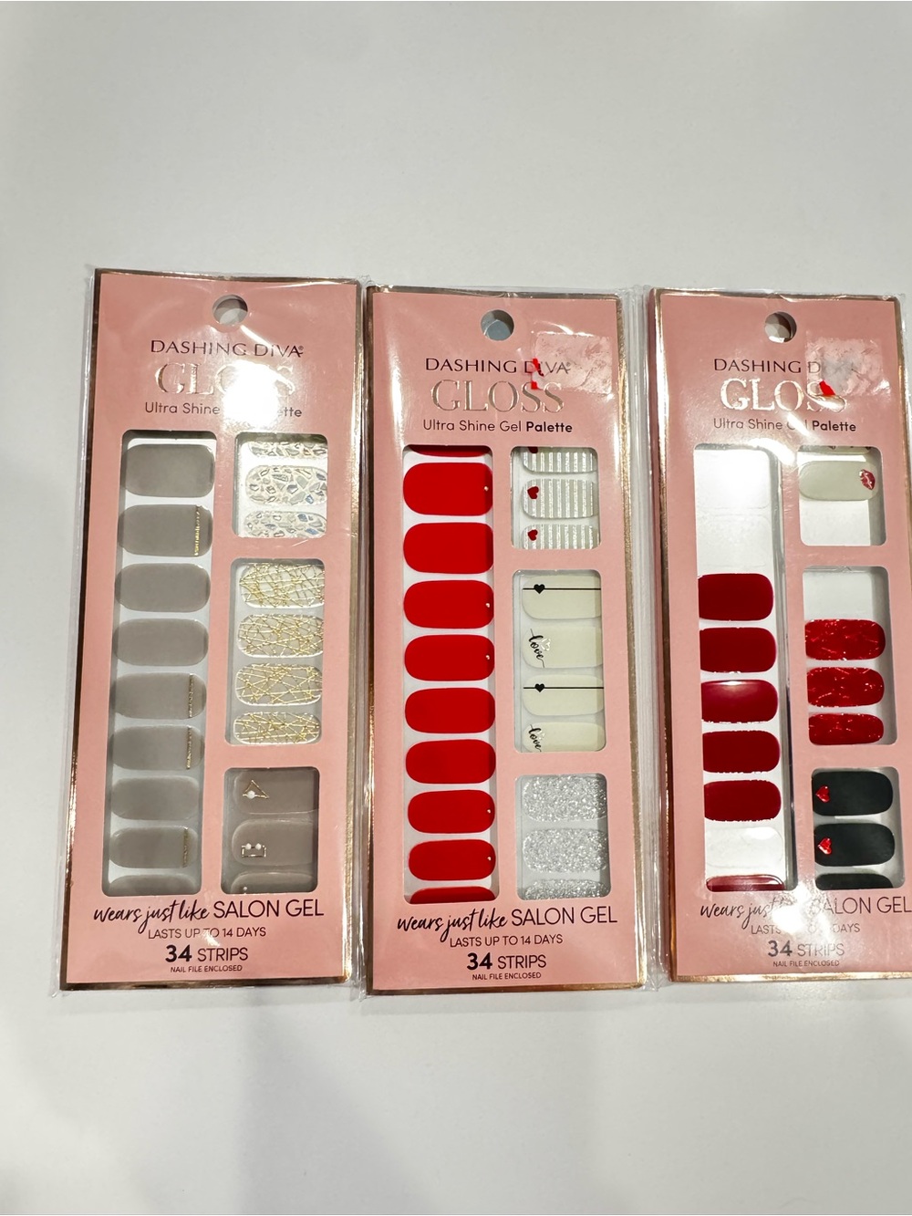 Dashing Diva Gloss Ultra Shine Gel Palette Nail Strips - Red & Gray